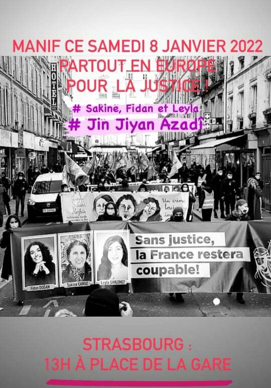 Manif Justice pour Sakine, Fidan et Leyla Jin Jiyan Azadî @ Place de la Gare